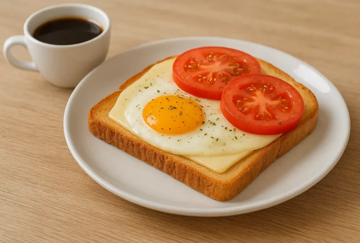 Torrada com Ovo, Queijo e Tomate