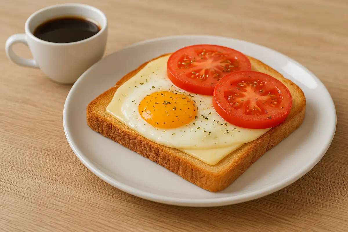 Torrada com Ovo, Queijo e Tomate