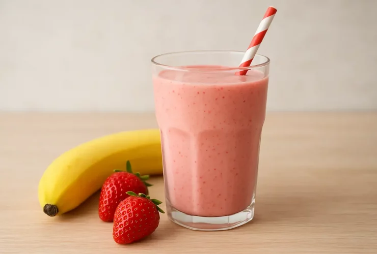 Vitamina Gelada de Banana com Morango