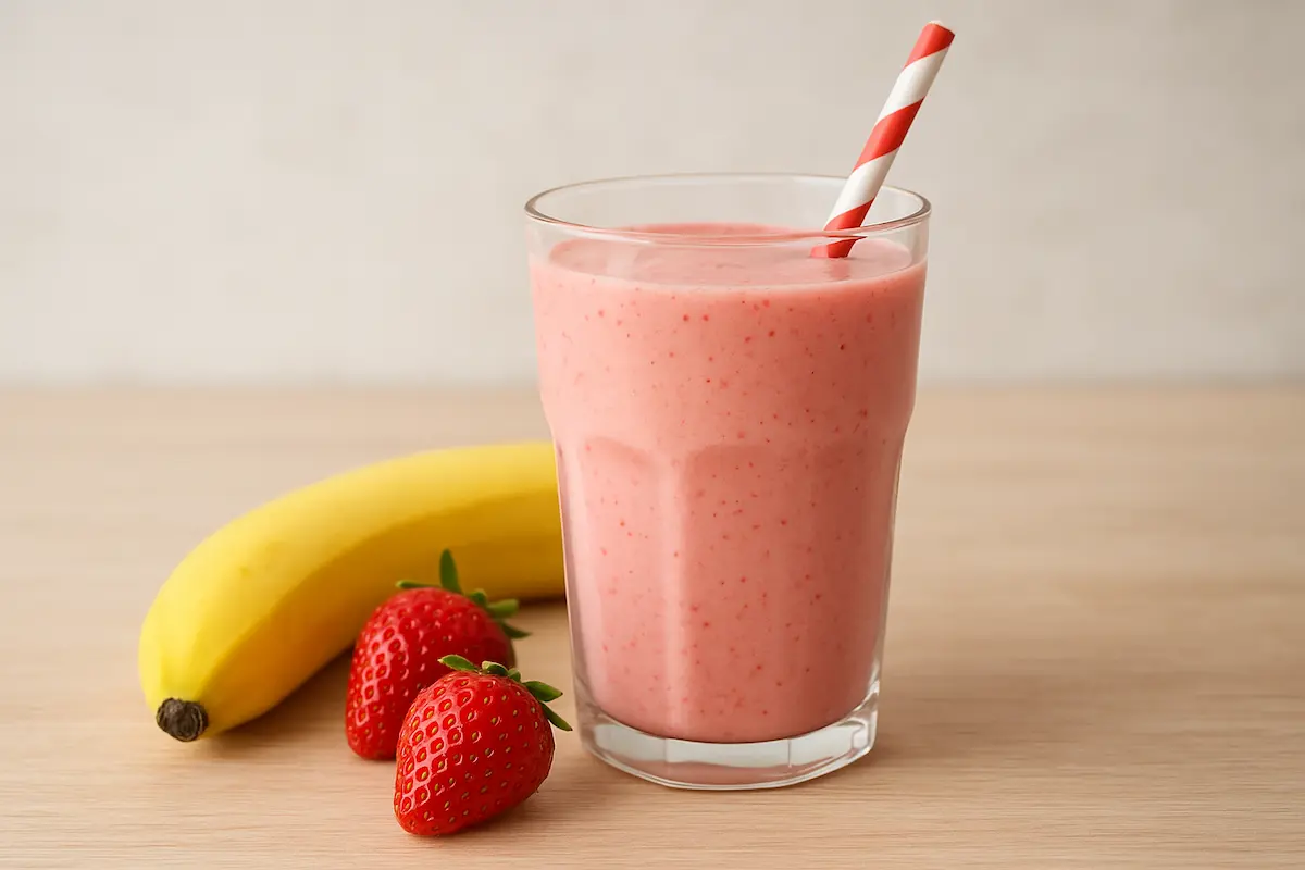 Vitamina Gelada de Banana com Morango