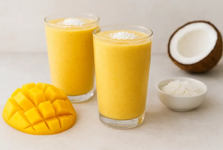 Vitamina Gelada de Manga com Coco