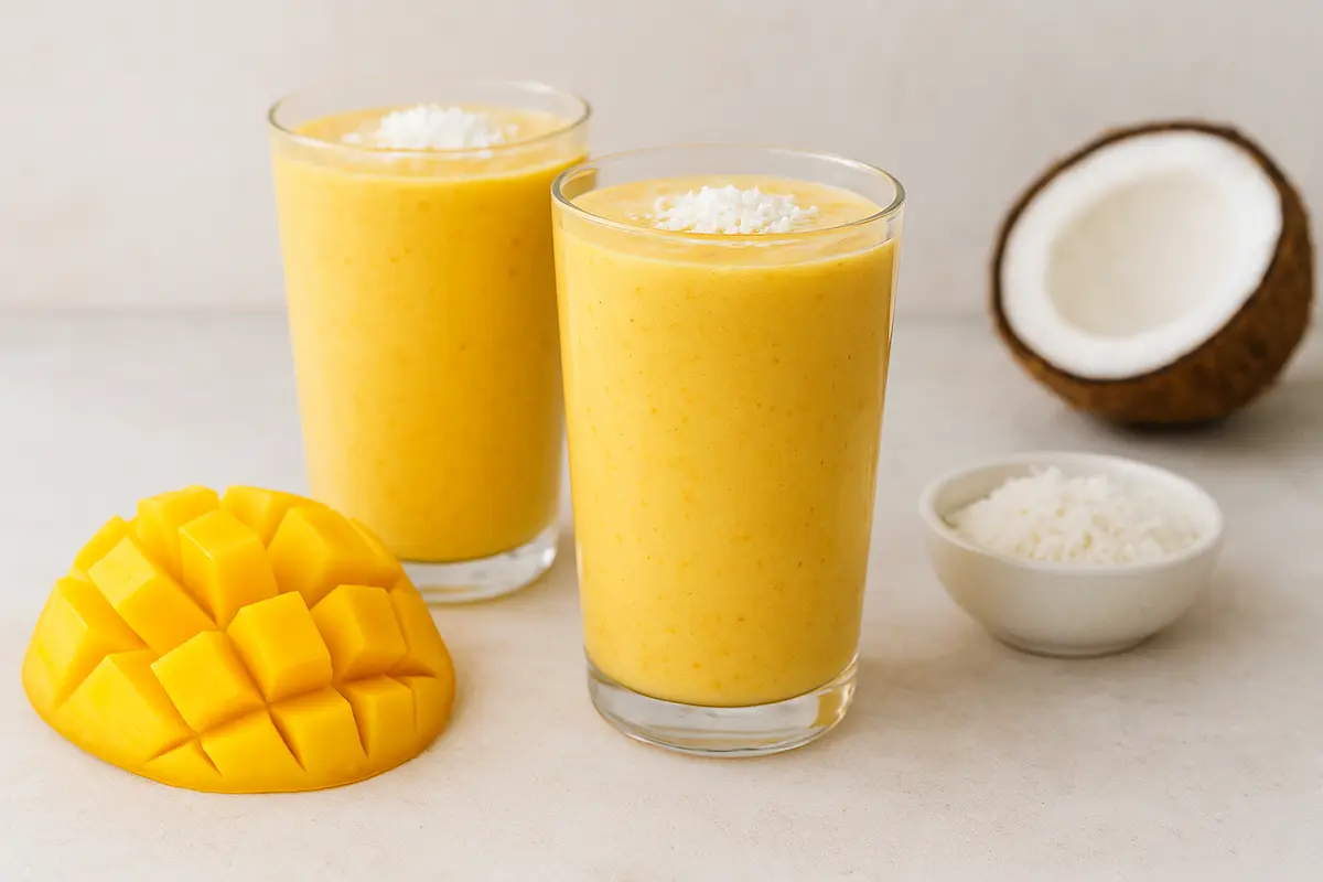Vitamina Gelada de Manga com Coco