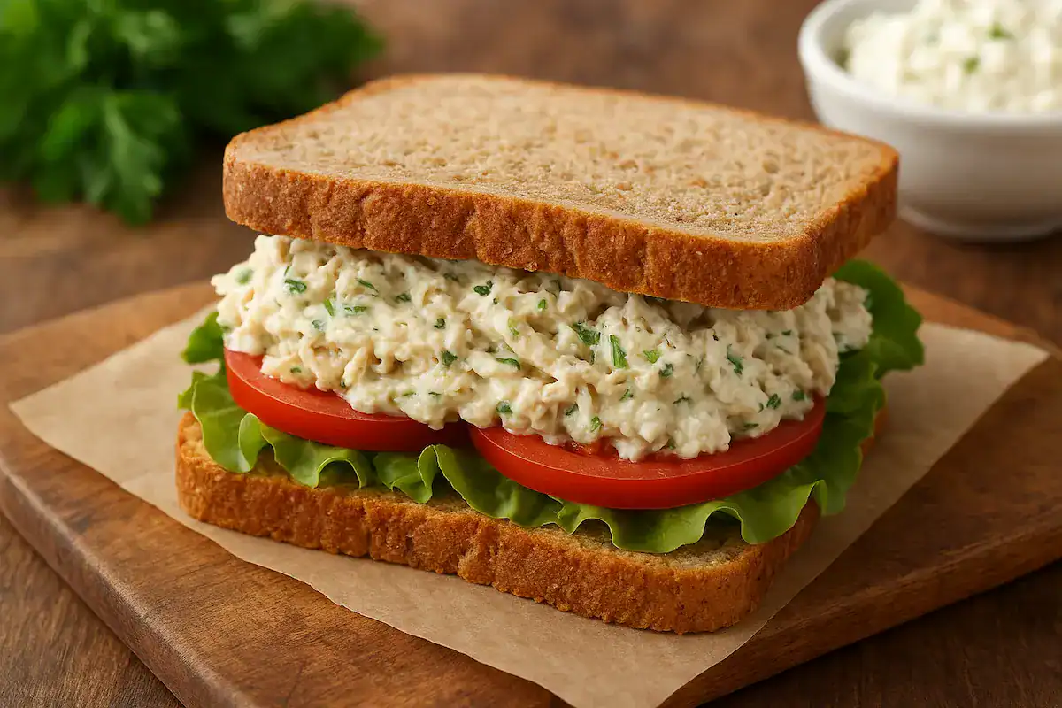 Lanche Fit de Frango com Creme de Ricota