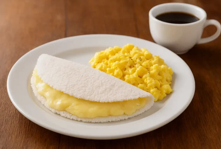 Tapioca Recheada de Queijo com Ovo Mexido