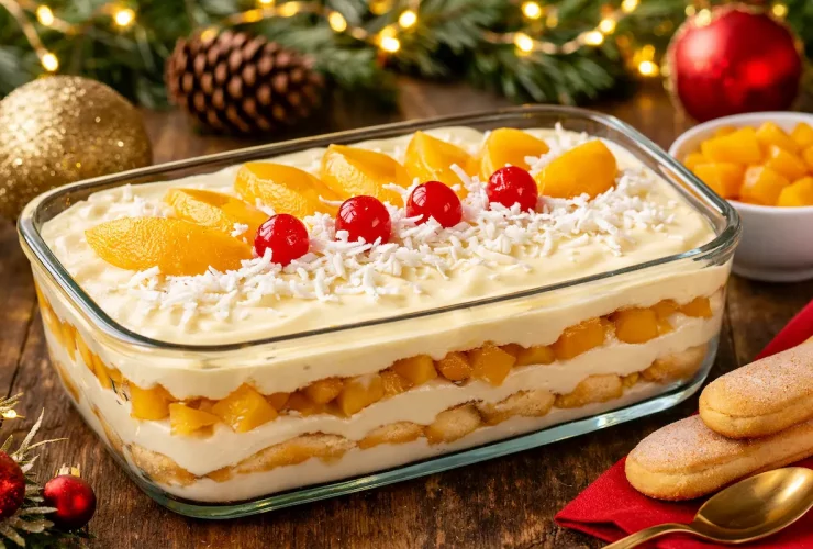 Pavê de Pêssego para o Natal