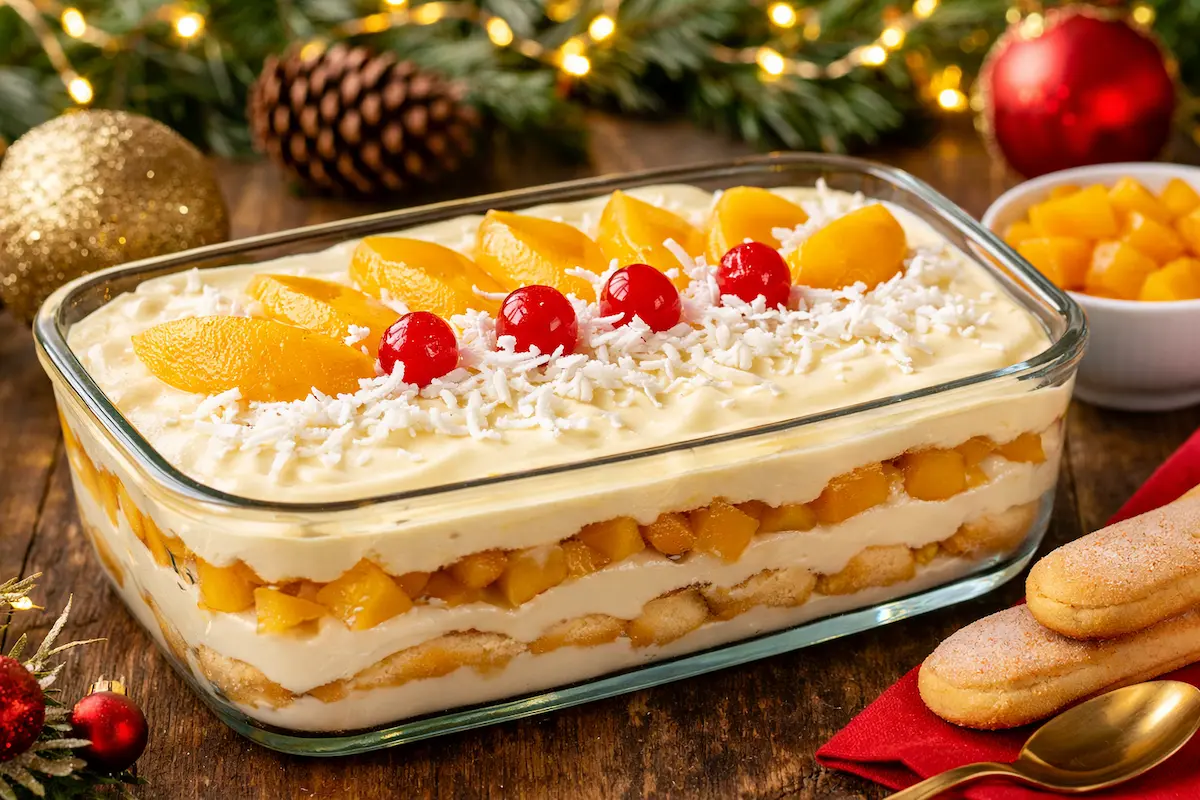 Pavê de Pêssego para o Natal