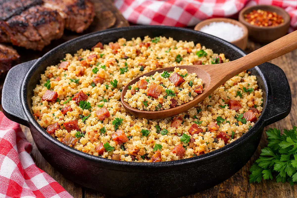 Farofa caseira para churrasco