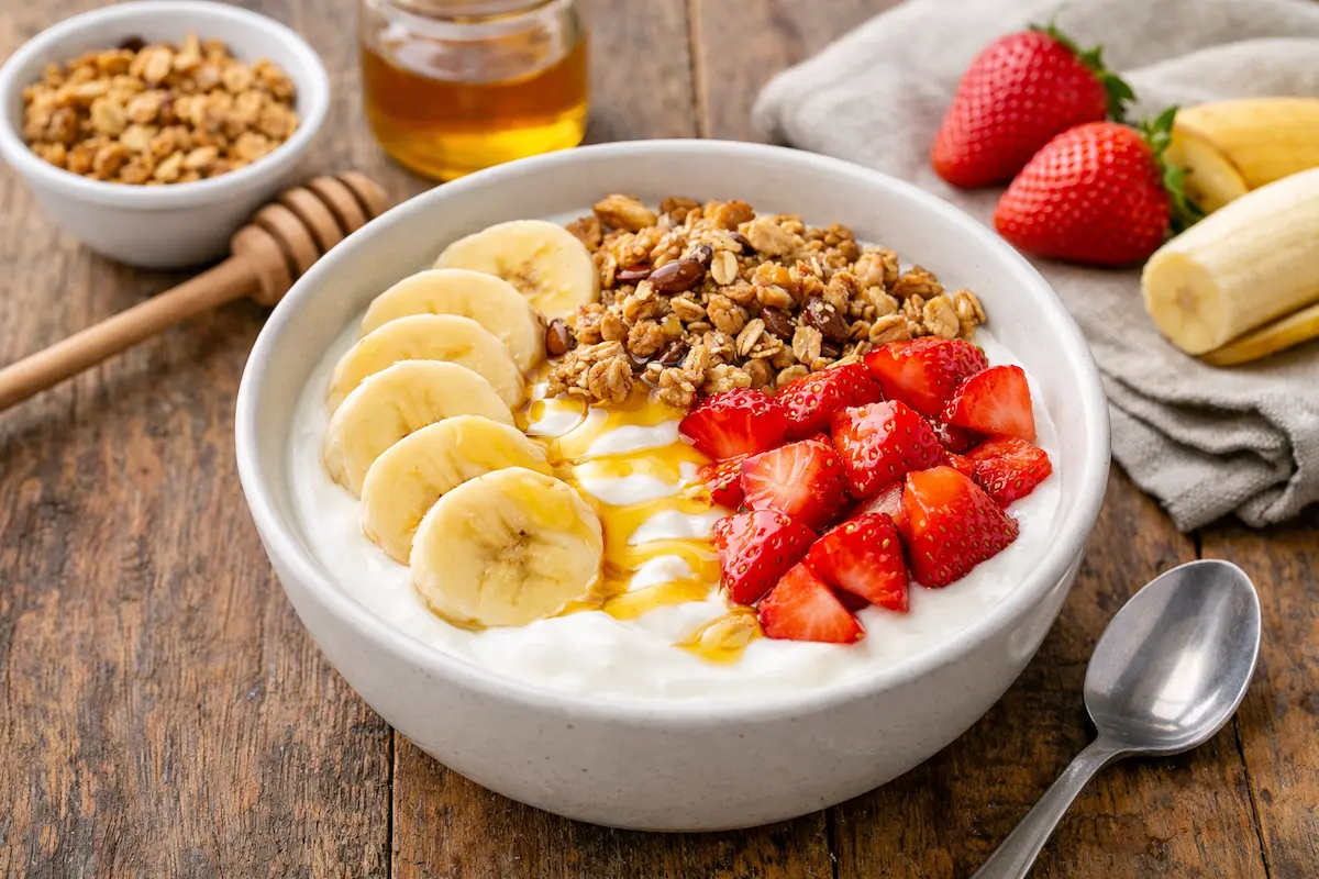 Café da manhã saudável com iogurte natural