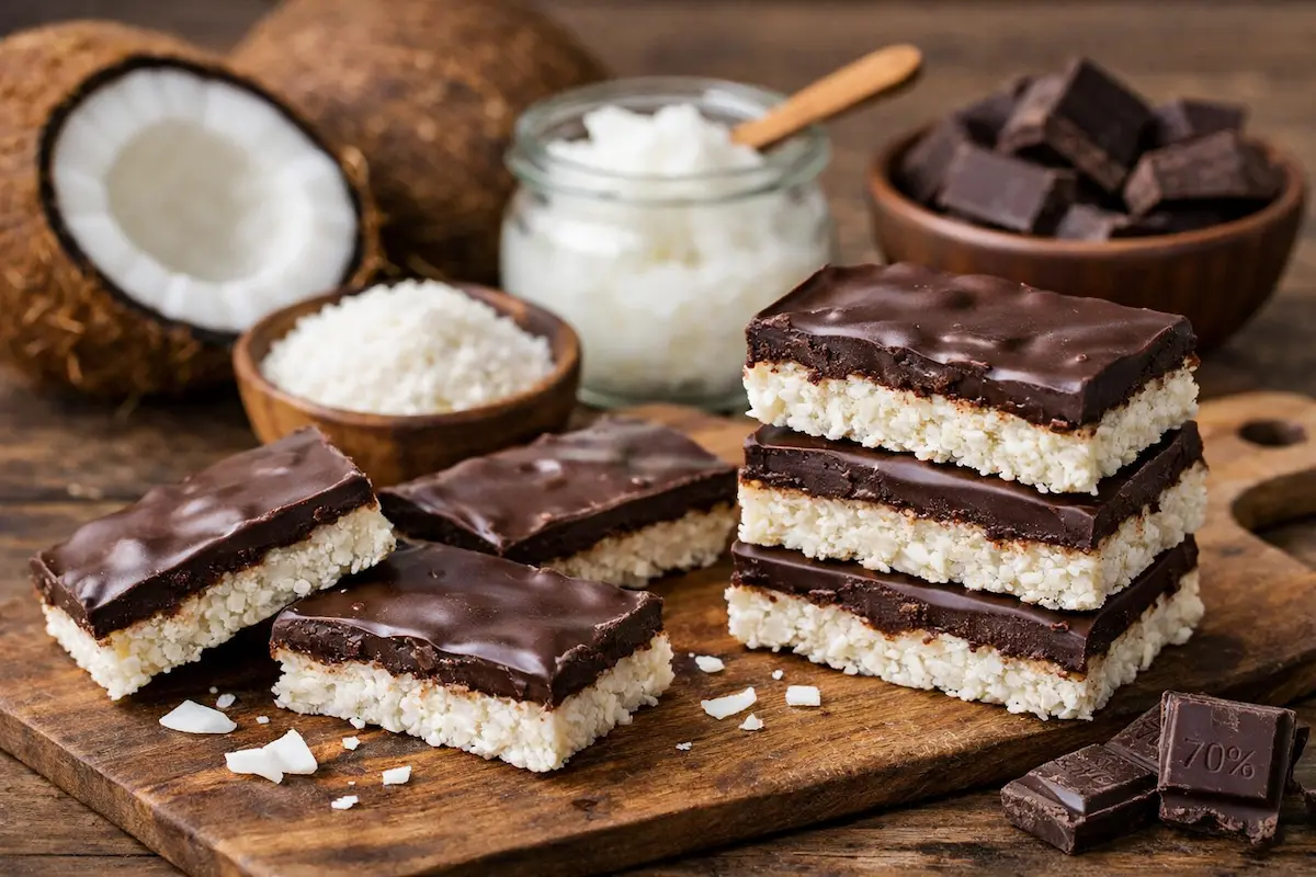 Barrinha de coco com chocolate fit