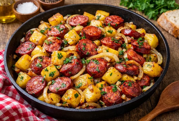 Aprenda a fazer linguiça calabresa com batata dourada