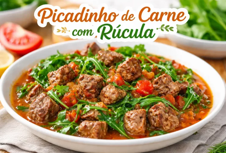 Picadinho de carne com rúcula