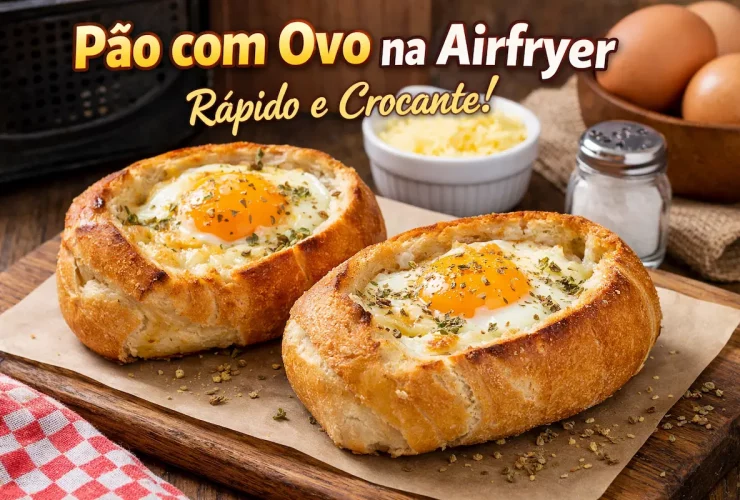 Pão com ovo na airfryer