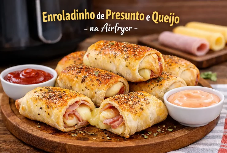 Enroladinho de presunto e queijo na Airfryer