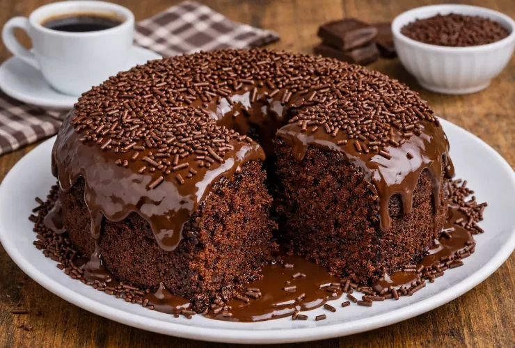 Bolo de Chocolate com Cobertura Cremosa