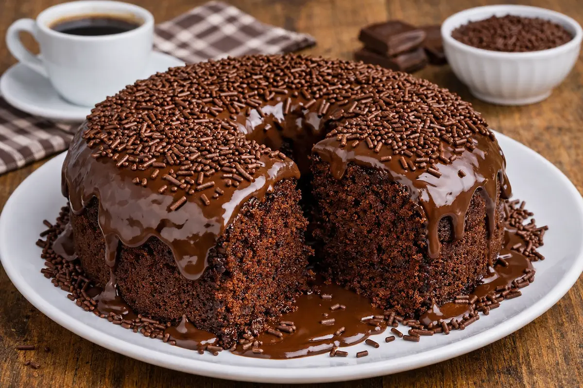 Bolo de Chocolate com Cobertura Cremosa