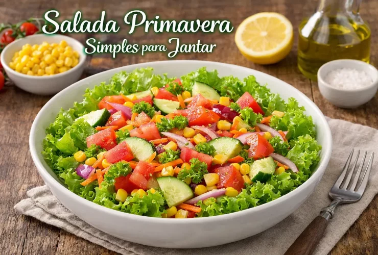Salada primavera simples para jantar, leve e refrescante