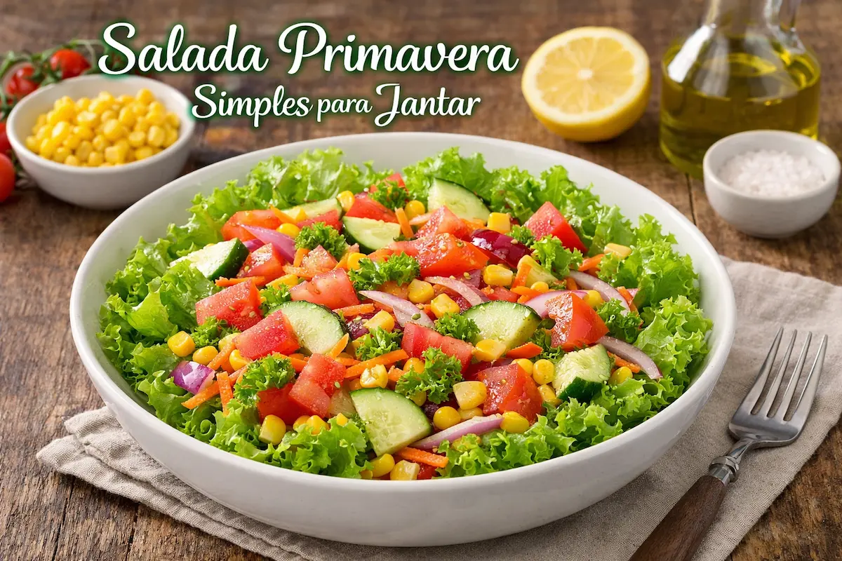 Salada primavera simples para jantar, leve e refrescante