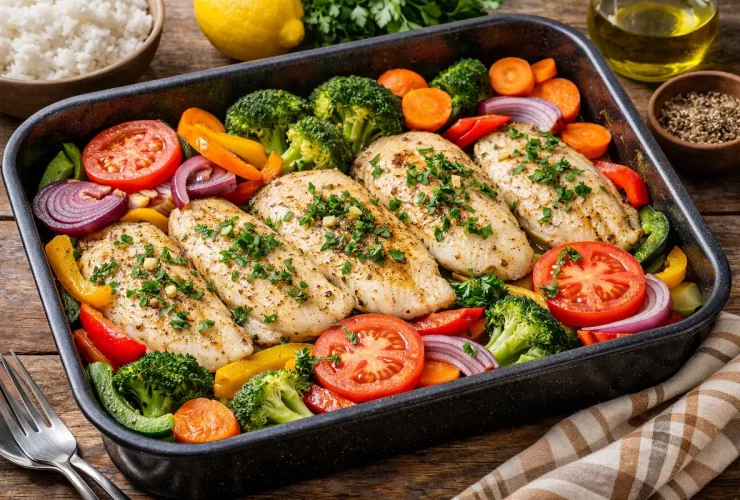 peixe com legumes fácil, saudável e saborosa