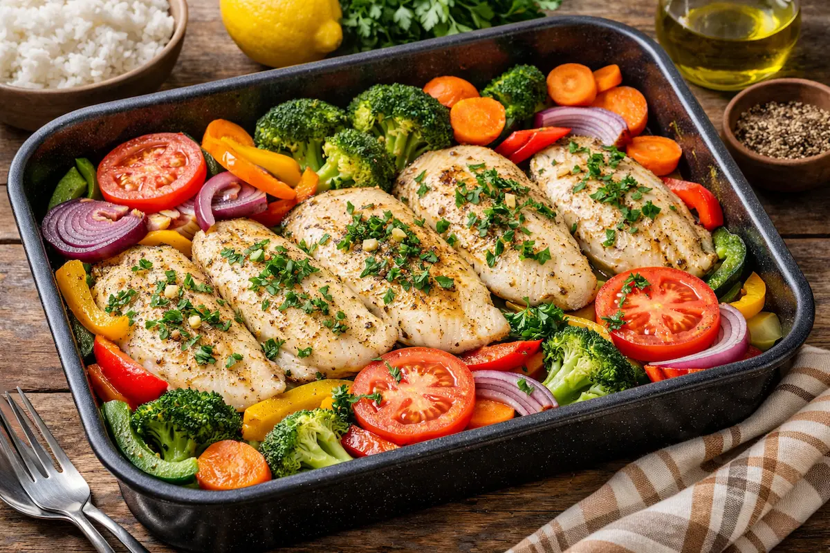 peixe com legumes fácil, saudável e saborosa