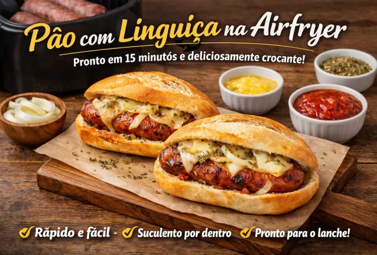 O pão com linguiça na airfryer que fica pronto em 15 minutos
