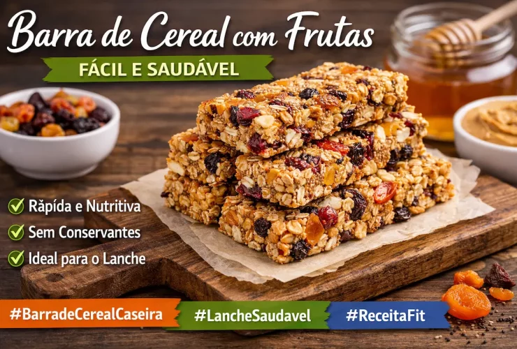 Barra de cereal com frutas caseira