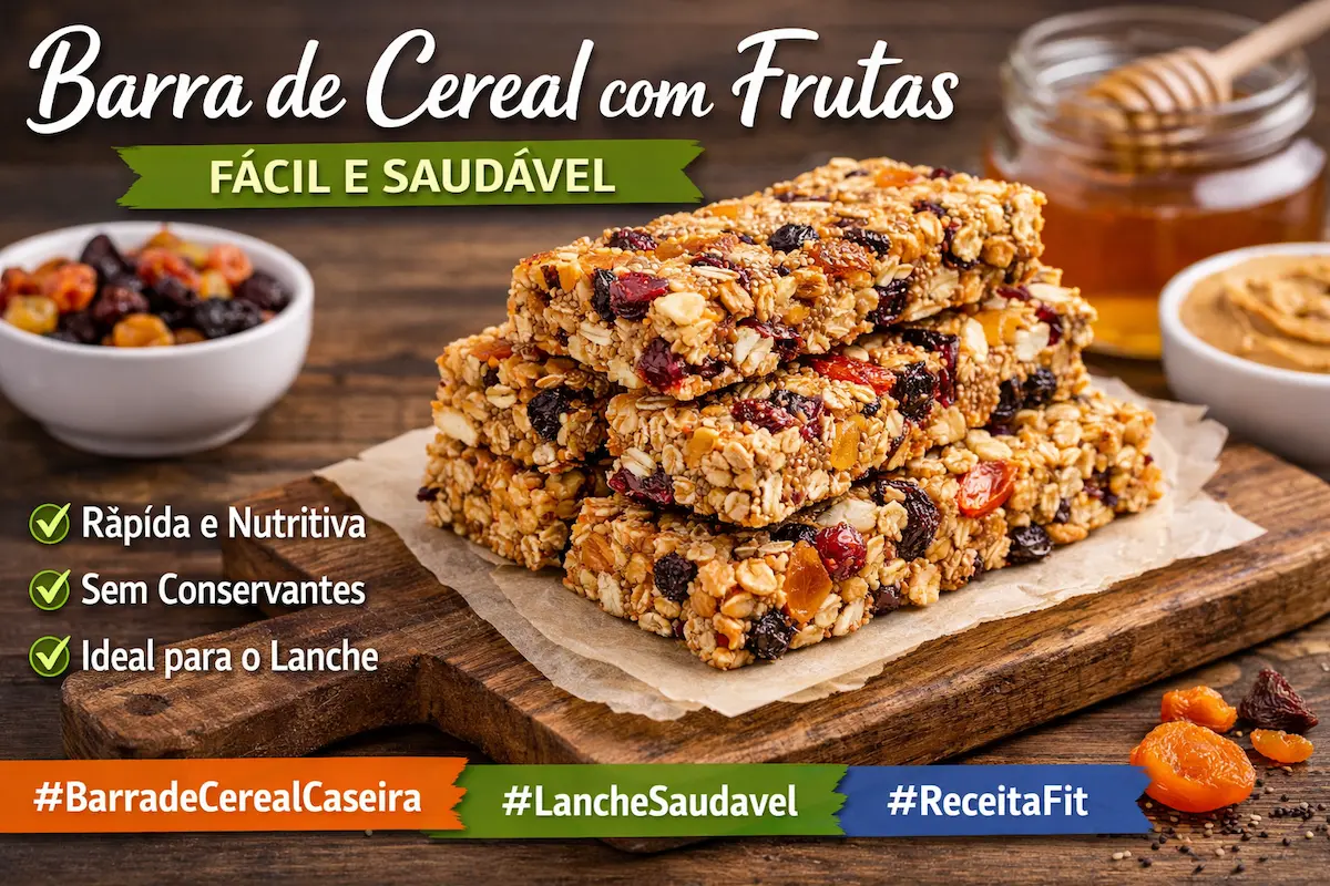 Barra de cereal com frutas caseira