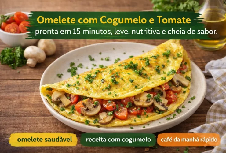 Omelete com Cogumelo e Tomate Fácil