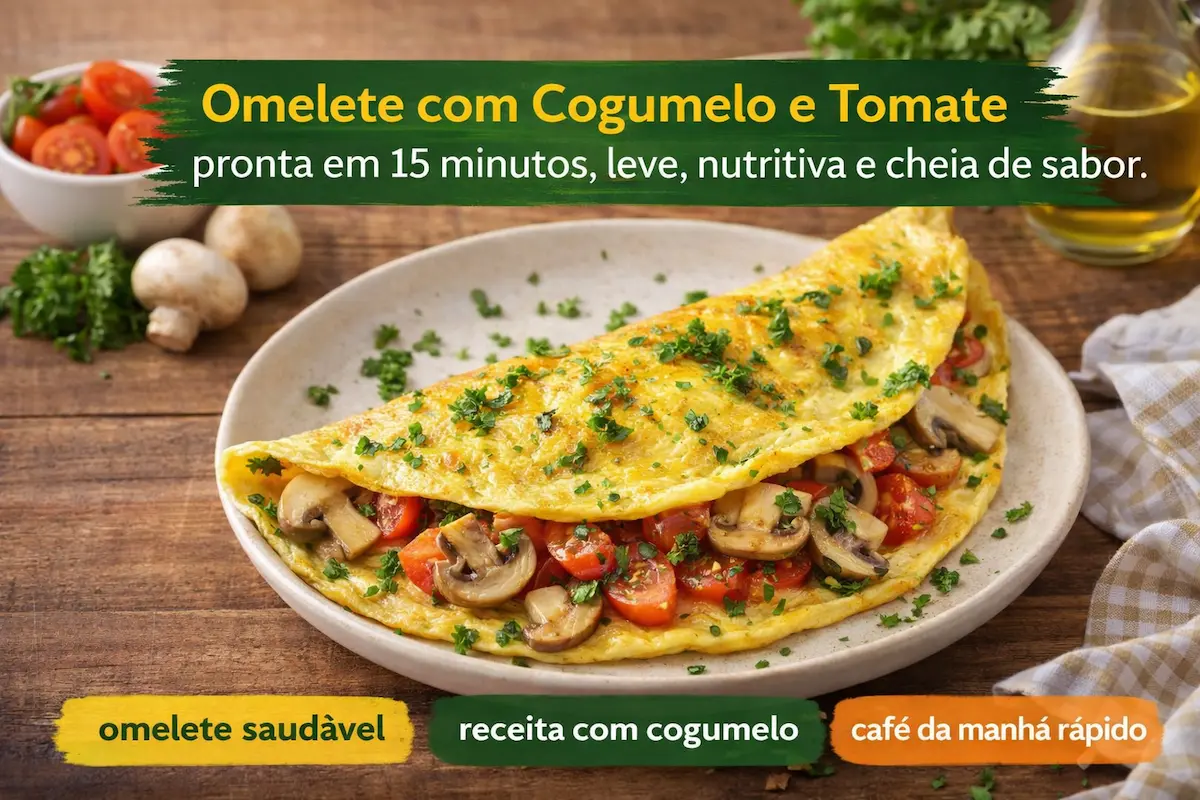 Omelete com Cogumelo e Tomate Fácil