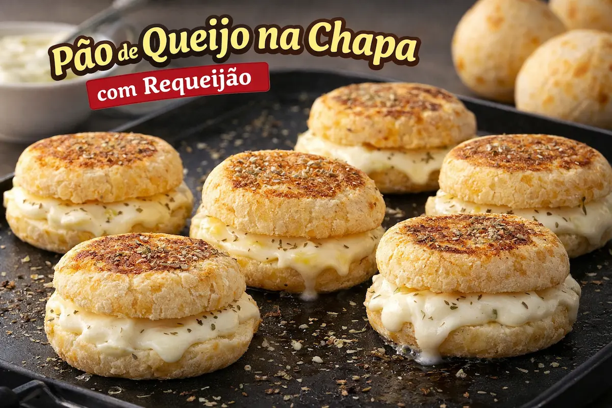 Pão de queijo na chapa com requeijão