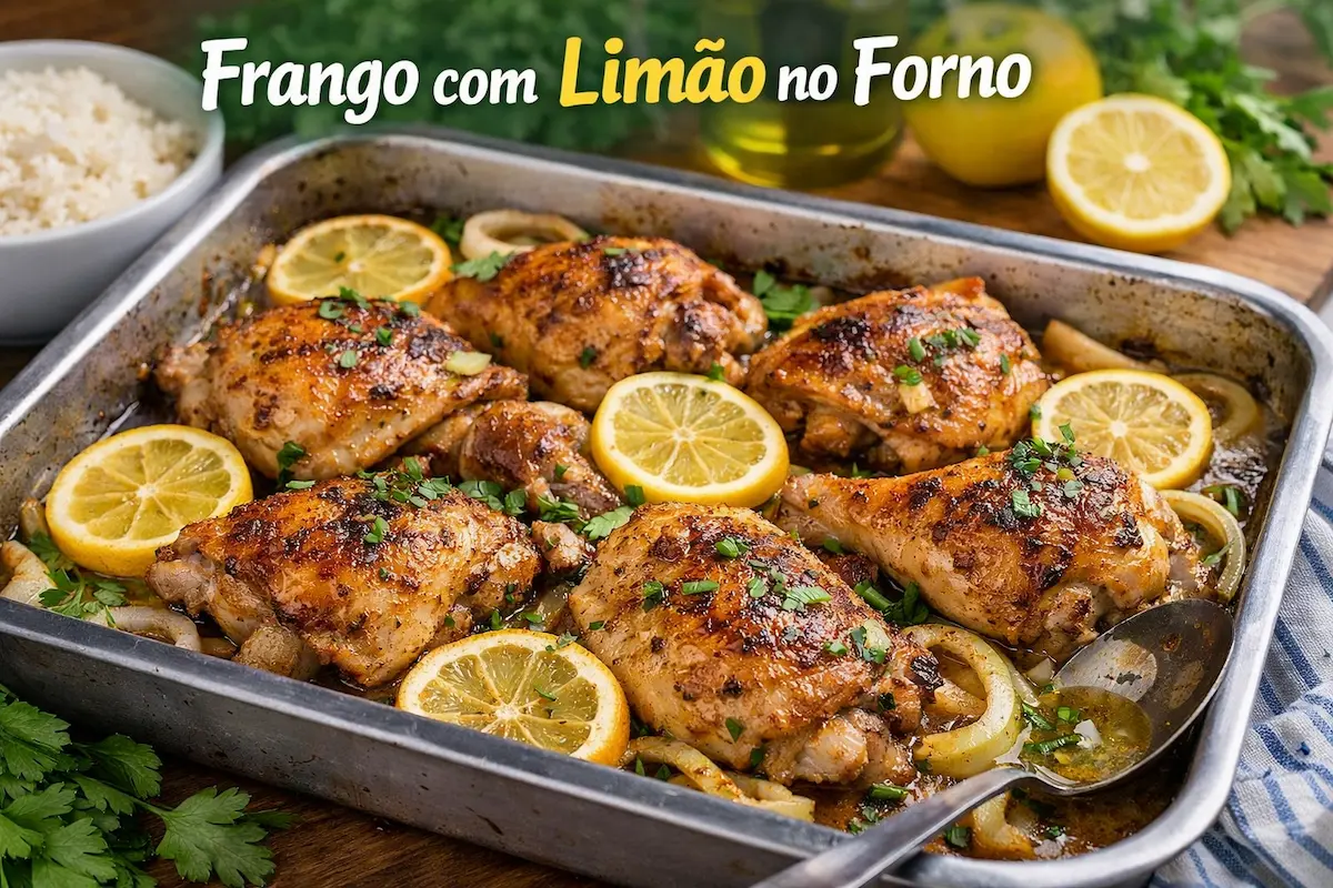 Frango com limão no forno fácil e suculento