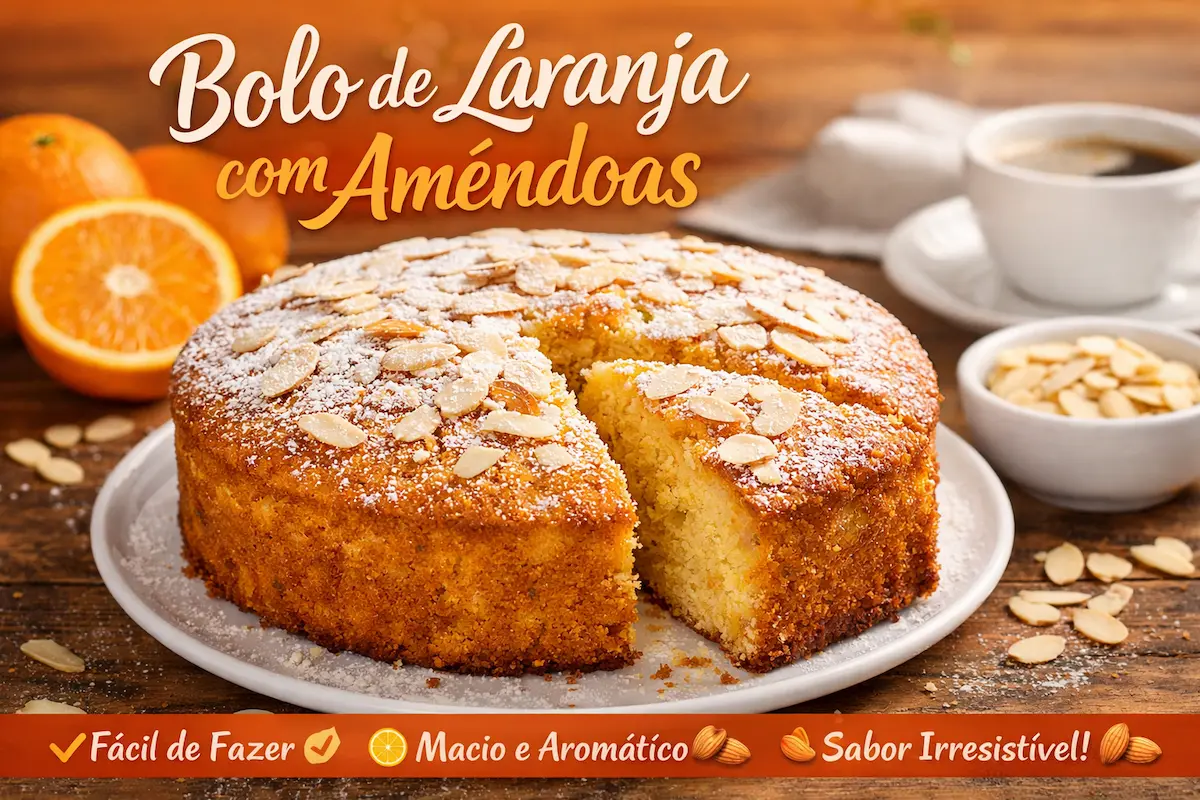 Bolo de Laranja com Amêndoas Fácil e Fofinho