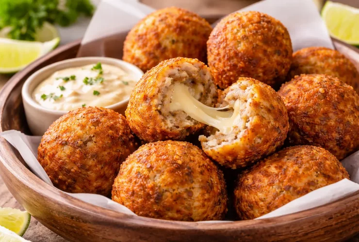 Bolinho de Linguiça com Queijo Crocante