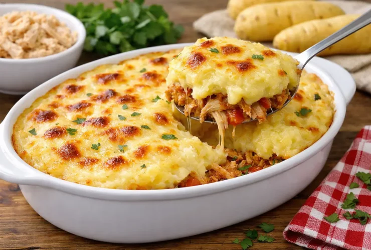 Escondidinho de Frango com Mandioquinha Cremoso