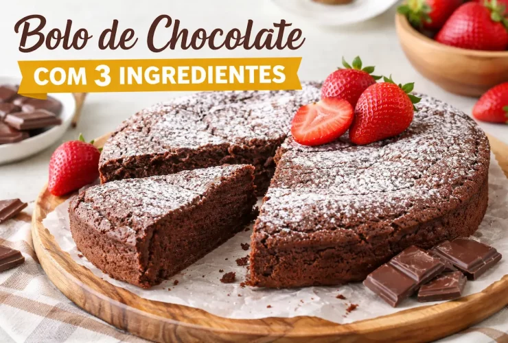 Bolo de Chocolate com 3 Ingredientes Fácil