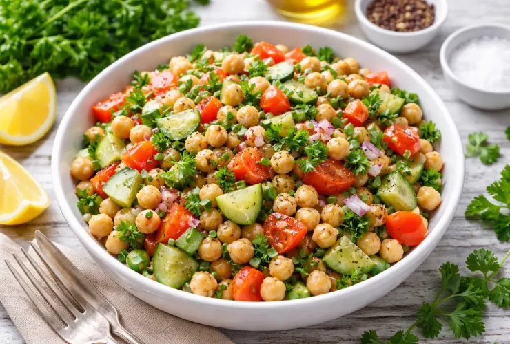 Salada de Grão-de-Bico Fácil e Saudável