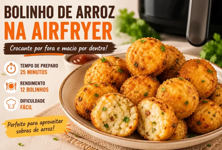 Bolinho de Arroz na Airfryer Crocante Fácil
