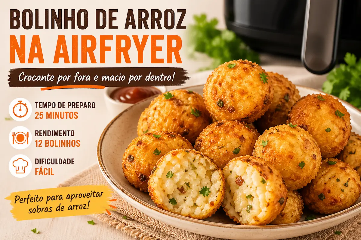 Bolinho de Arroz na Airfryer Crocante Fácil
