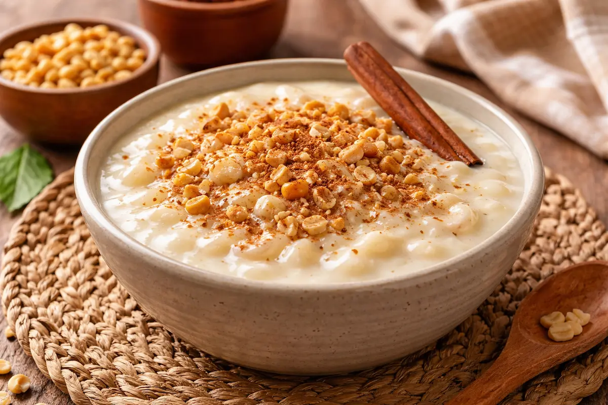 Canjica com leite condensado cremosa e deliciosa