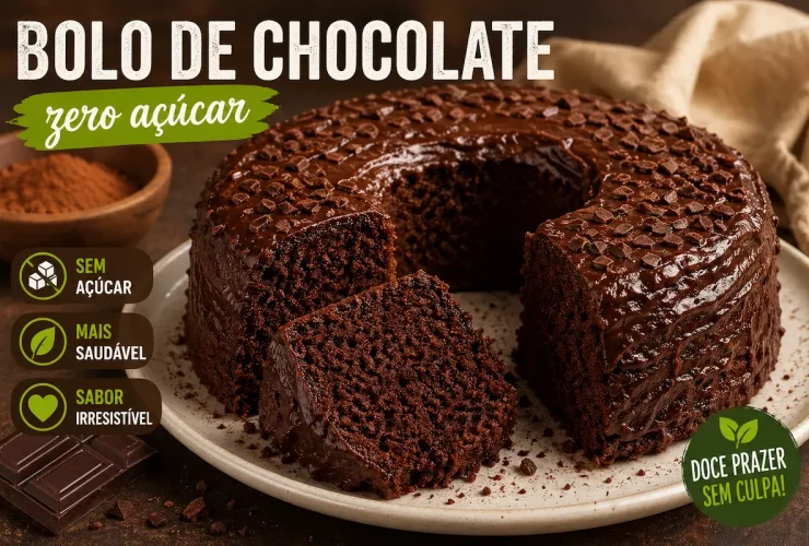 Bolo de chocolate zero açúcar fofinho