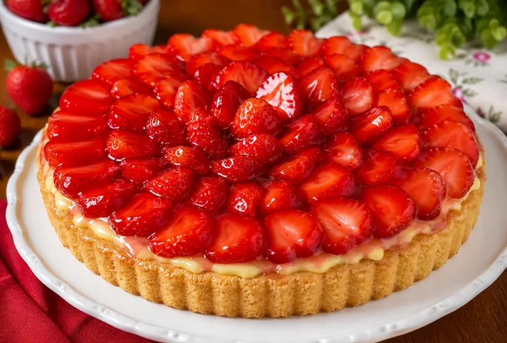 Torta de morango de padaria