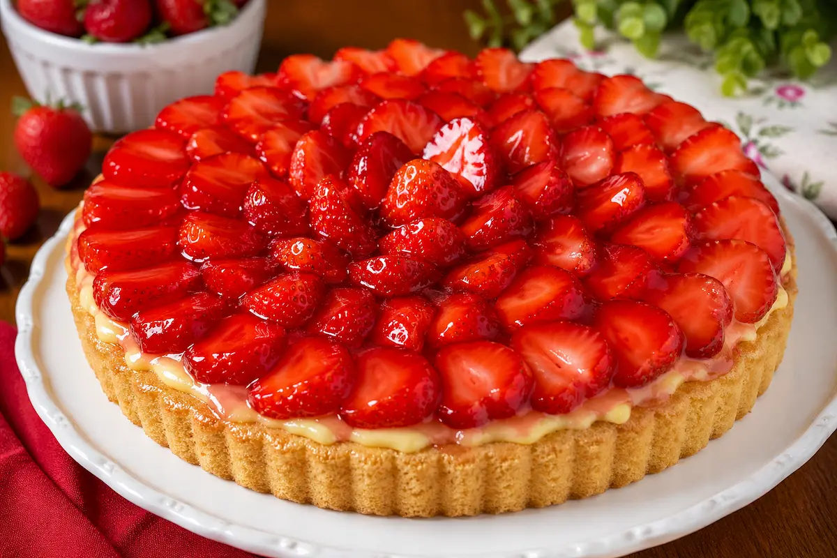 Torta de morango de padaria