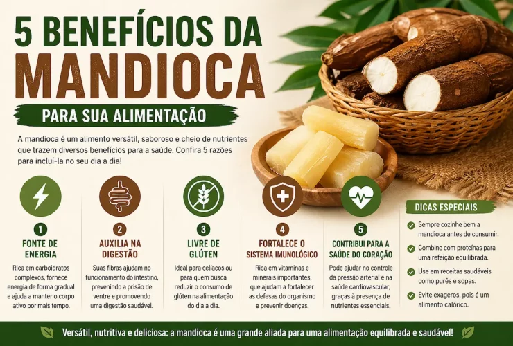 Descubra 5 benefícios da mandioca para sua saúde