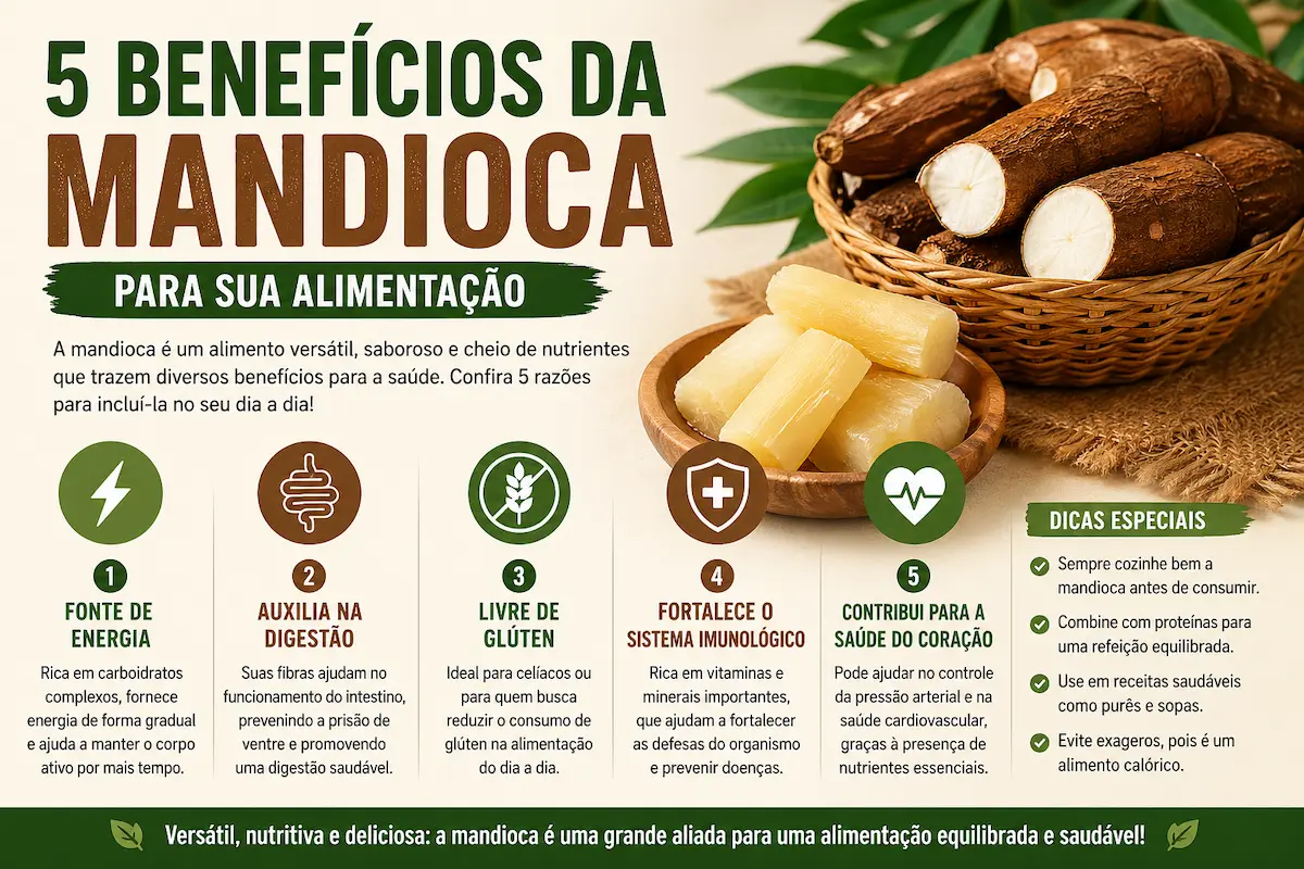 Descubra 5 benefícios da mandioca para sua saúde