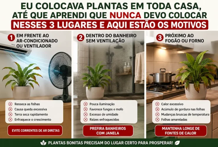 Descubra os 3 lugares da casa onde você nunca deve colocar plantas