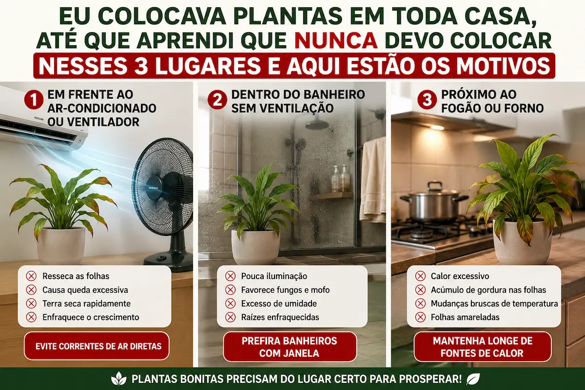 Descubra os 3 lugares da casa onde você nunca deve colocar plantas