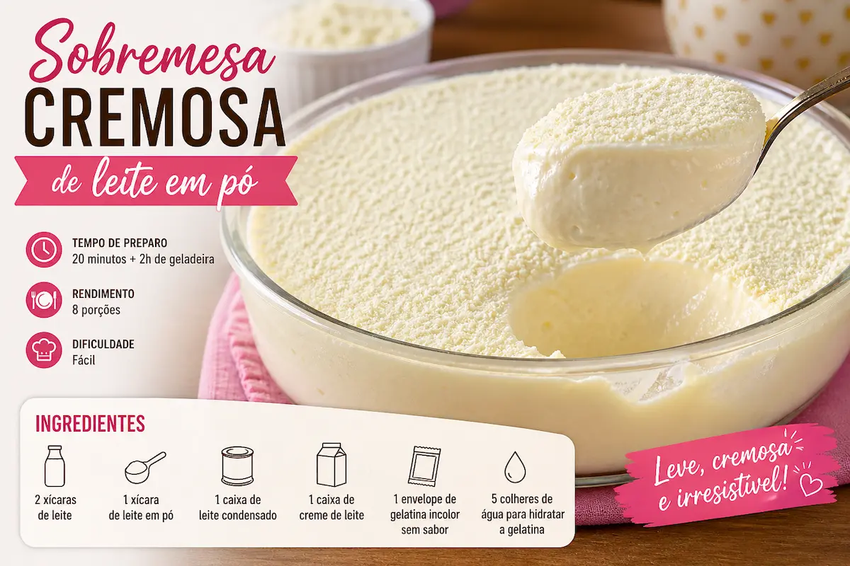 Sobremesa cremosa de leite em pó