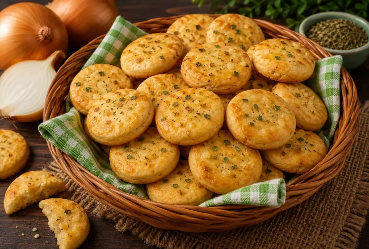 Biscoitinho de cebola crocante, saboroso e fácil de fazer