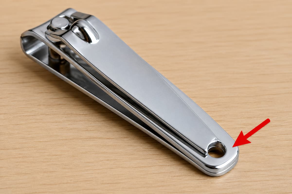 Você já reparou no pequeno buraquinho do cortador de unhas?