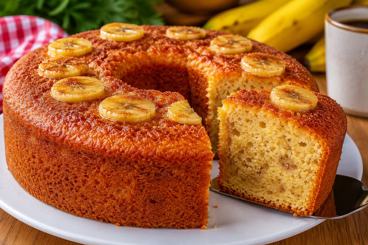 Aprenda a fazer um bolo de banana bem fofinho