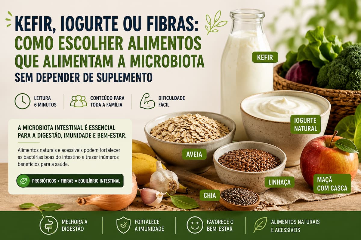 Descubra como kefir, iogurte e fibras ajudam a fortalecer a microbiota